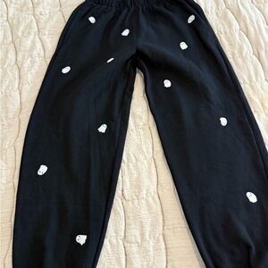 Black Joggers with White Embroidered Ghost NWOT